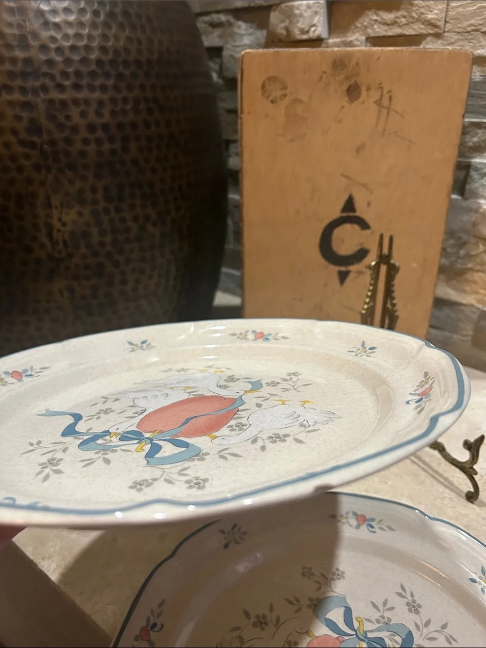 (4) INTERNATIONAL CHINA “Marmalade” Fruit Floral Duck Stoneware Dinner Plates